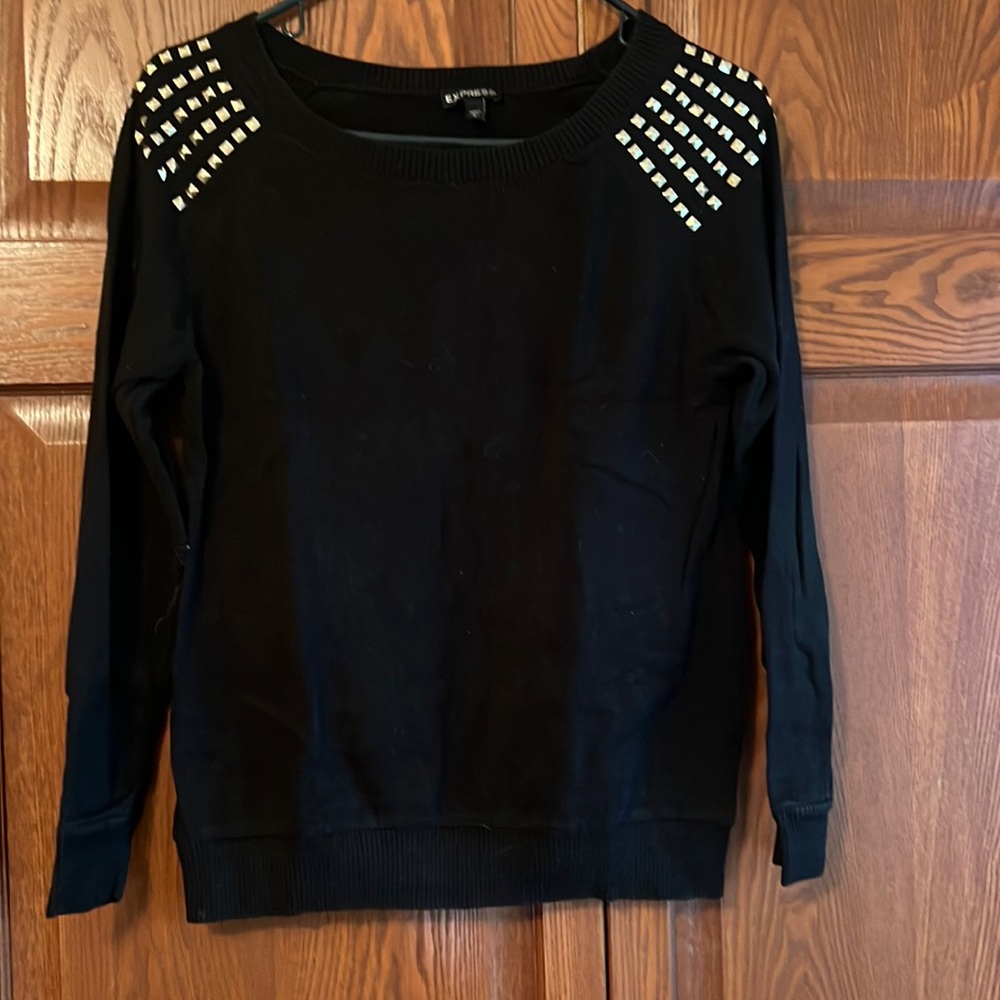 Express sweater with gold shoulder detail. Size small.